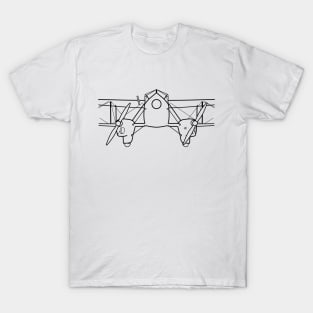 DH Dragon Rapide 1930s classic aircraft black outline graphic T-Shirt